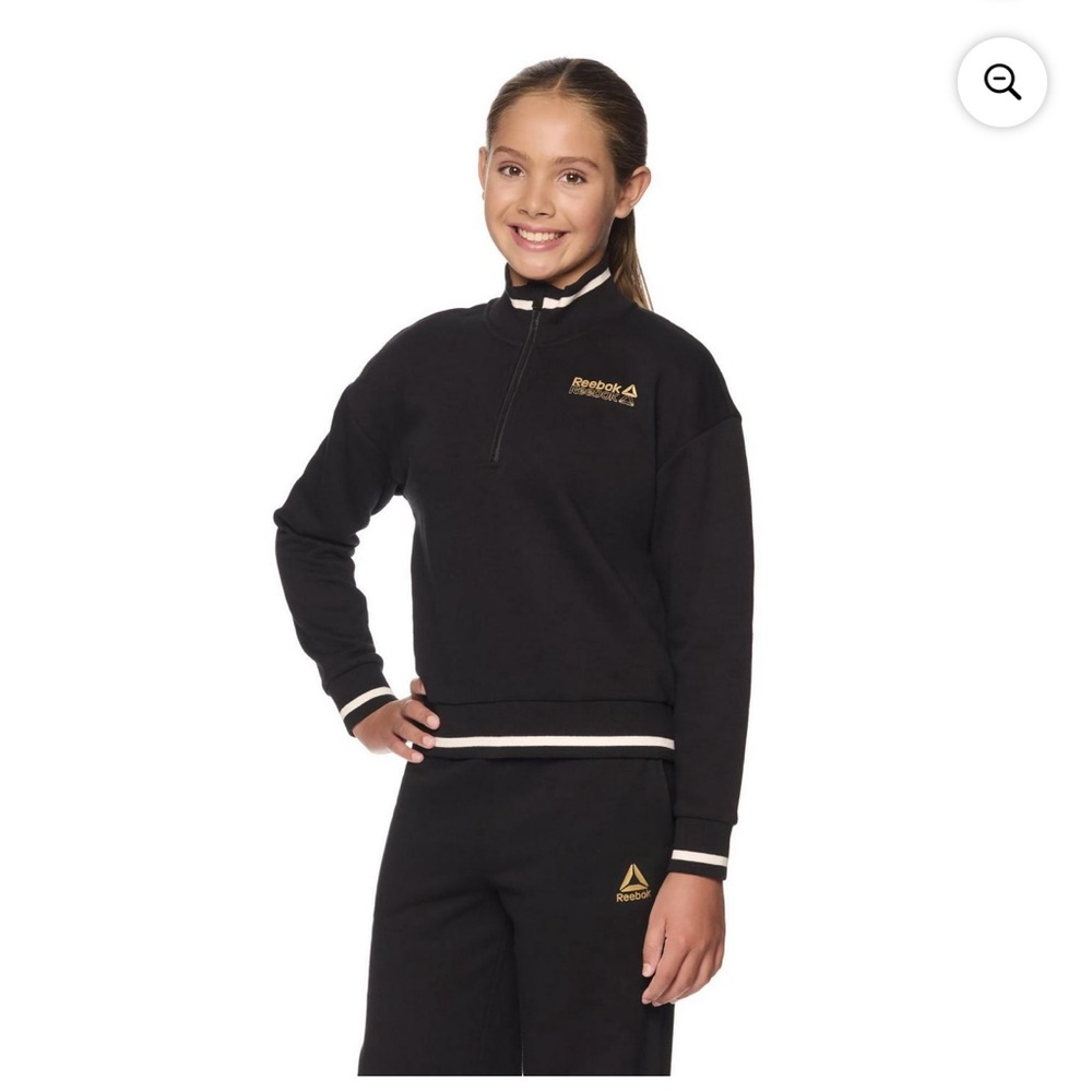 NWT Reebok Girls Varsity Half Zip Sweater, SZ Medium 7/8